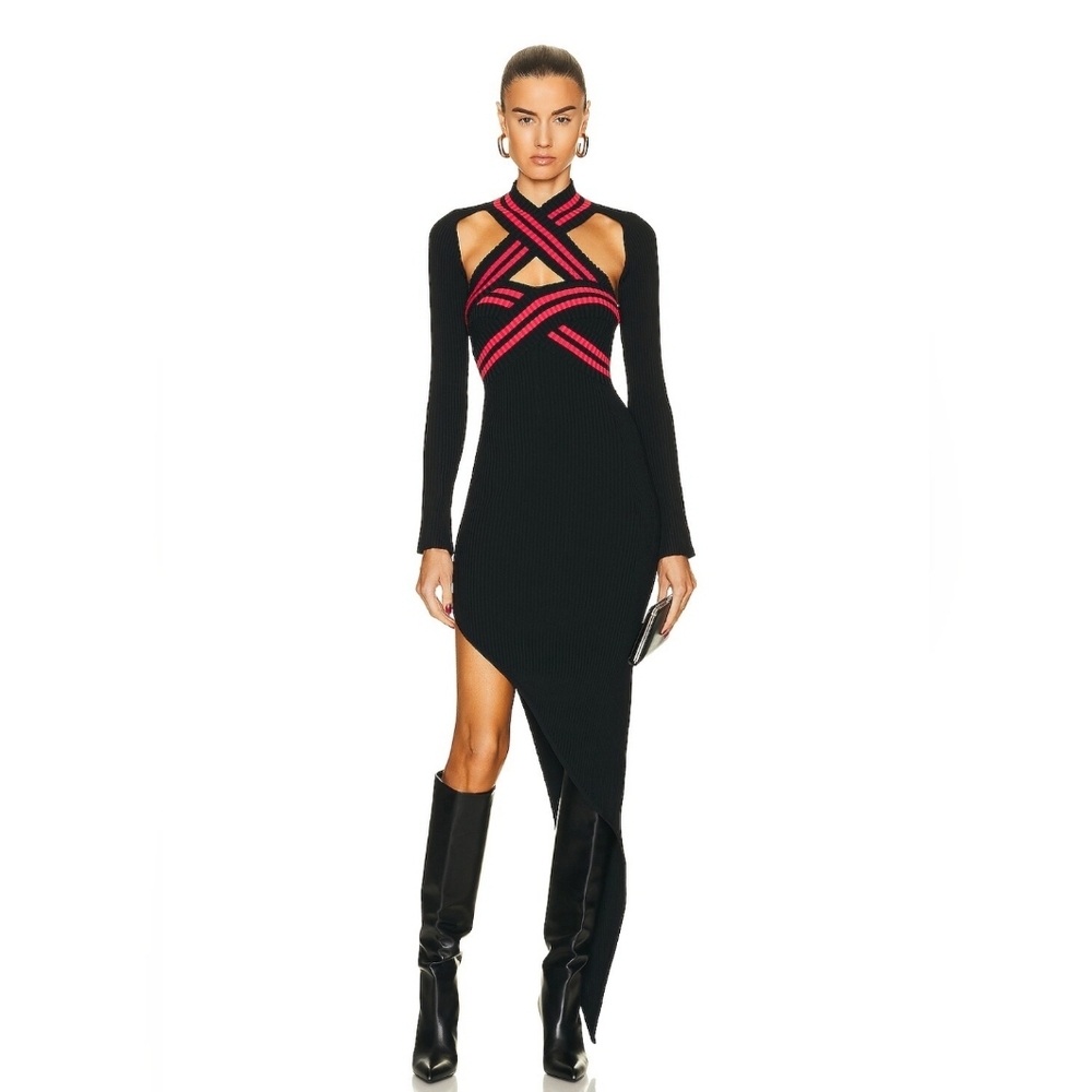 David Koma Ribbed-knit jersey midi dress XS